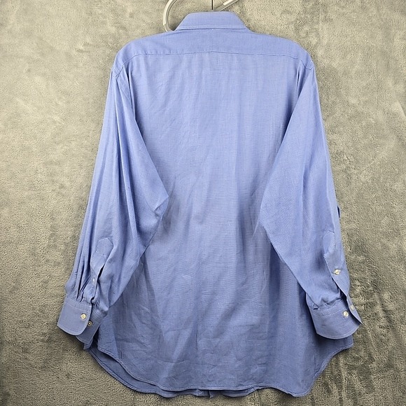 Polo Ralph Lauren Button Shirt Mens 17 32/33 Blue Pinpoint‎ Andrew Dress - Picture 2 of 7